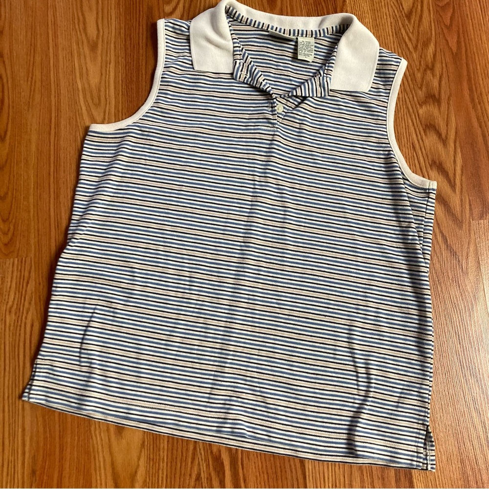 Sleeveless Striped Polo Shirt